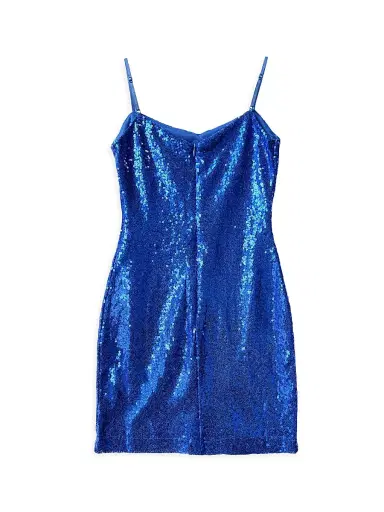 Un Deux Trois Girl's Sequin-Embellished Fitted Dress - Cobalt | Thumbnail 2 Un Deux Trois Girl's Sequin-Embellished Fitted Dress - Cobalt | Thumbnail 2