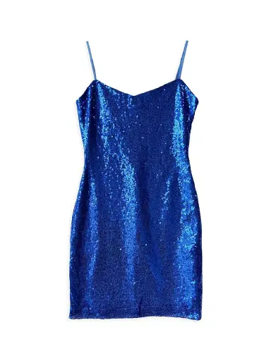 Un Deux Trois Girl's Sequin-Embellished Fitted Dress - Cobalt | Thumbnail 1 Un Deux Trois Girl's Sequin-Embellished Fitted Dress - Cobalt | Thumbnail 1