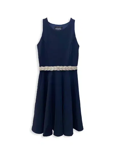 Un Deux Trois Girl's Racerback Stretch A-Line Dress - Navy | Thumbnail 1 Un Deux Trois Girl's Racerback Stretch A-Line Dress - Navy | Thumbnail 1