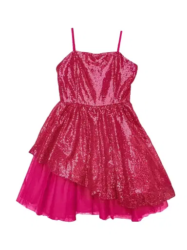 Un Deux Trois Girl's Peek-A-Boo Sequin Dress - Fuchsia | Thumbnail 1 Un Deux Trois Girl's Peek-A-Boo Sequin Dress - Fuchsia | Thumbnail 1