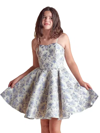 Un Deux Trois Girl's Fit-And-Flare Jacquard Dress - Perry | Thumbnail 3 Un Deux Trois Girl's Fit-And-Flare Jacquard Dress - Perry | Thumbnail 3