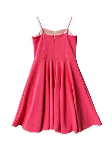 Un Deux Trois Girl's Fit-And-Flare Stretch-Knit Dress - Coral - Size 16 | Thumbnail 2 Un Deux Trois Girl's Fit-And-Flare Stretch-Knit Dress - Coral - Size 16 | Thumbnail 2