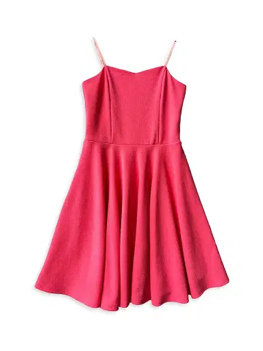Un Deux Trois Girl's Fit-And-Flare Stretch-Knit Dress - Coral - Size 16 | Thumbnail 1 Un Deux Trois Girl's Fit-And-Flare Stretch-Knit Dress - Coral - Size 16 | Thumbnail 1