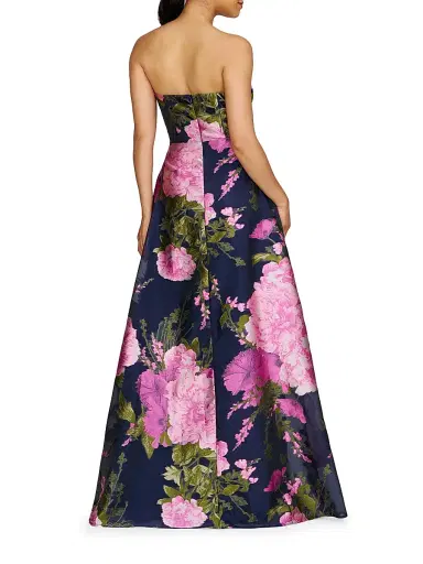 Kay Unger Women's Holly Floral Jacquard Gown - Azalea Pink - Size 4 | Thumbnail 3 Kay Unger Women's Holly Floral Jacquard Gown - Azalea Pink - Size 4 | Thumbnail 3