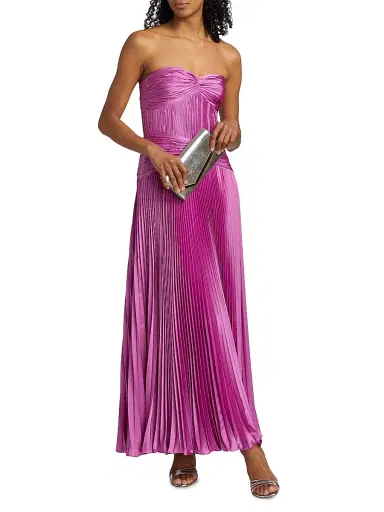 Amur Women's Del Pleated Strapless Gown | Thumbnail 3 Amur Women's Del Pleated Strapless Gown | Thumbnail 3