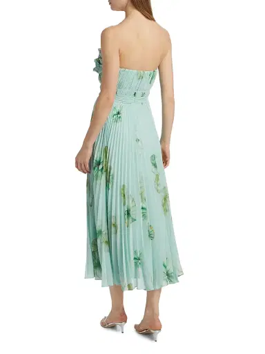 AMUR Women's Cathy Floral Plissé Strapless Midi-Dress - Lilypad Pond | Thumbnail 5 AMUR Women's Cathy Floral Plissé Strapless Midi-Dress - Lilypad Pond | Thumbnail 5