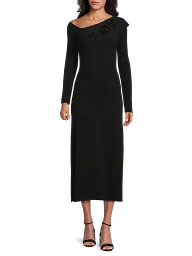 Kay Unger Women's Asymmetric Beaded Midi-Dress | Thumbnail 2 Kay Unger Women's Asymmetric Beaded Midi-Dress | Thumbnail 2