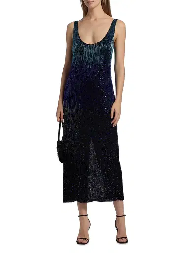 Halston Women's Embellished Sleeveless Midi-Dress - Black Multi | Thumbnail 3 Halston Women's Embellished Sleeveless Midi-Dress - Black Multi | Thumbnail 3