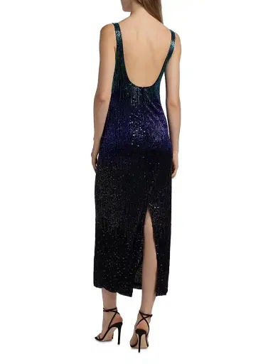 Halston Women's Embellished Sleeveless Midi-Dress - Black Multi | Thumbnail 5 Halston Women's Embellished Sleeveless Midi-Dress - Black Multi | Thumbnail 5