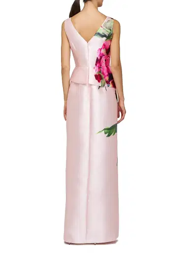 Kay Unger Women's Luciana Satin Floral Column Gown - Blush | Thumbnail 3 Kay Unger Women's Luciana Satin Floral Column Gown - Blush | Thumbnail 3