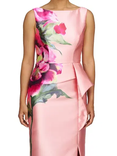 Kay Unger Women's Luciana Satin Floral Column Gown - Blush | Thumbnail 6 Kay Unger Women's Luciana Satin Floral Column Gown - Blush | Thumbnail 6