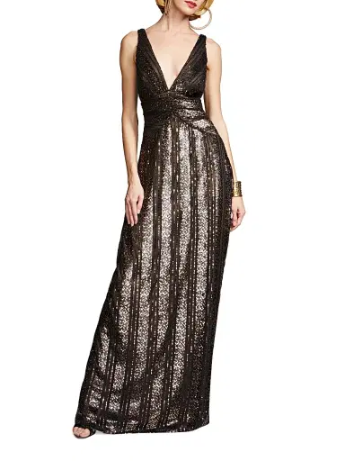 Halston Women's Esra Sequined V-Neck Gown - Black | Thumbnail 2 Halston Women's Esra Sequined V-Neck Gown - Black | Thumbnail 2