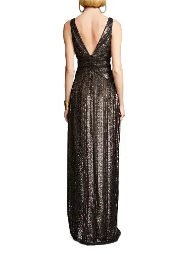 Halston Women's Esra Sequined V-Neck Gown - Black | Thumbnail 3 Halston Women's Esra Sequined V-Neck Gown - Black | Thumbnail 3