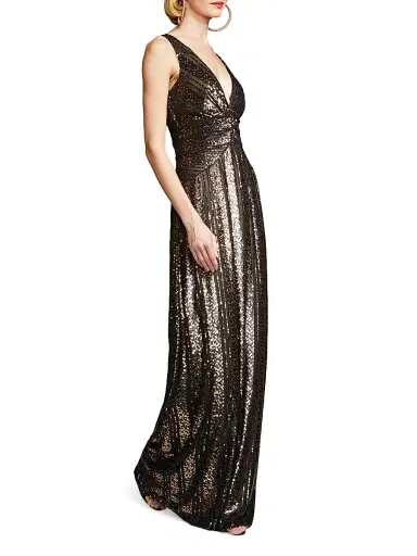 Halston Women's Esra Sequined V-Neck Gown - Black | Thumbnail 4 Halston Women's Esra Sequined V-Neck Gown - Black | Thumbnail 4