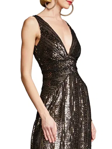 Halston Women's Esra Sequined V-Neck Gown - Black | Thumbnail 5 Halston Women's Esra Sequined V-Neck Gown - Black | Thumbnail 5