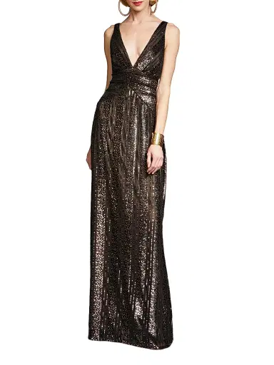 Halston Women's Esra Sequined V-Neck Gown - Black | Thumbnail 6 Halston Women's Esra Sequined V-Neck Gown - Black | Thumbnail 6