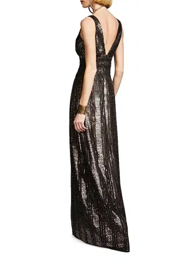 Halston Women's Esra Sequined V-Neck Gown - Black | Thumbnail 8 Halston Women's Esra Sequined V-Neck Gown - Black | Thumbnail 8