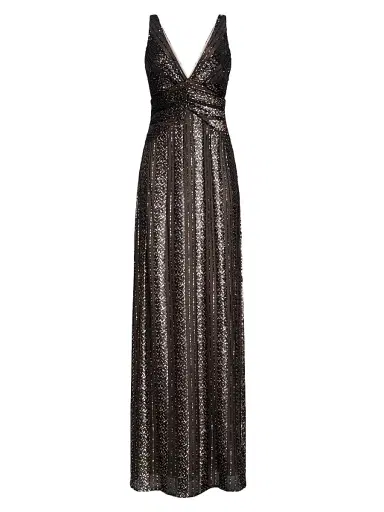 Halston Women's Esra Sequined V-Neck Gown - Black | Thumbnail 1 Halston Women's Esra Sequined V-Neck Gown - Black | Thumbnail 1