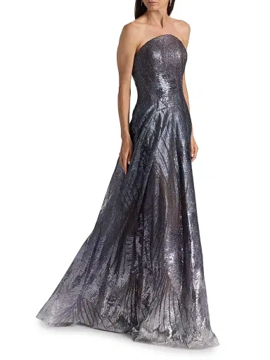 Rene Ruiz Collection Women's Sequin-Embroidered A-Line Strapless Gown | Thumbnail 2 Rene Ruiz Collection Women's Sequin-Embroidered A-Line Strapless Gown | Thumbnail 2