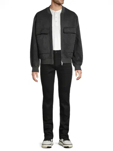 Moose Knuckles Men's Alder Wool Bomber Jacket - Charcoal With Black | Thumbnail 2 Moose Knuckles Men's Alder Wool Bomber Jacket - Charcoal With Black | Thumbnail 2