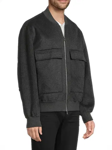 Moose Knuckles Men's Alder Wool Bomber Jacket - Charcoal With Black | Thumbnail 4 Moose Knuckles Men's Alder Wool Bomber Jacket - Charcoal With Black | Thumbnail 4