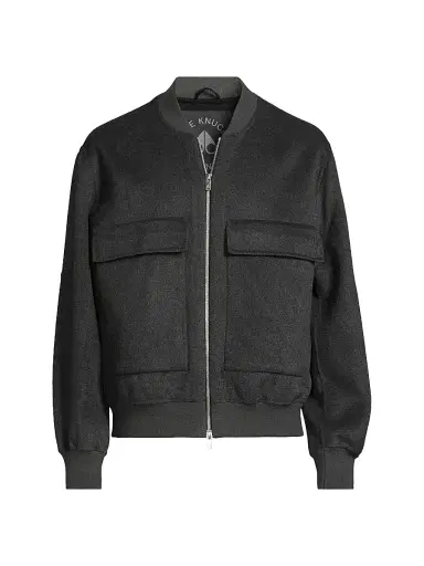 Moose Knuckles Men's Alder Wool Bomber Jacket - Charcoal With Black | Thumbnail 1 Moose Knuckles Men's Alder Wool Bomber Jacket - Charcoal With Black | Thumbnail 1