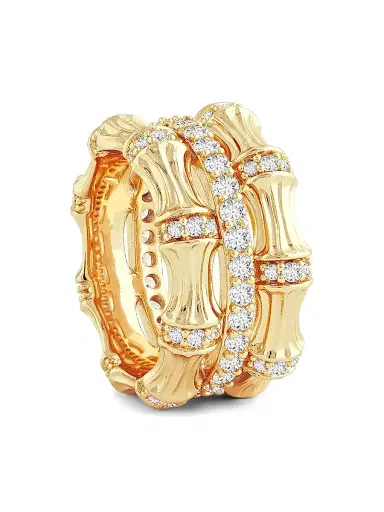 Anabel Aram Women's Bamboo 18K-Gold-Plated & Cubic Zirconia Stacking Ring - Gold | Thumbnail 3 Anabel Aram Women's Bamboo 18K-Gold-Plated & Cubic Zirconia Stacking Ring - Gold | Thumbnail 3