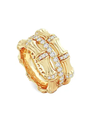 Anabel Aram Women's Bamboo 18K-Gold-Plated & Cubic Zirconia Stacking Ring - Gold | Thumbnail 4 Anabel Aram Women's Bamboo 18K-Gold-Plated & Cubic Zirconia Stacking Ring - Gold | Thumbnail 4