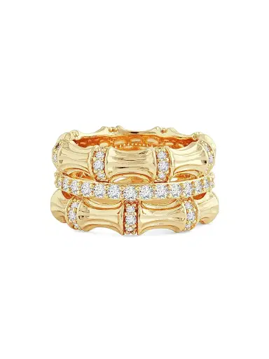 Anabel Aram Women's Bamboo 18K-Gold-Plated & Cubic Zirconia Stacking Ring - Gold | Thumbnail 1 Anabel Aram Women's Bamboo 18K-Gold-Plated & Cubic Zirconia Stacking Ring - Gold | Thumbnail 1