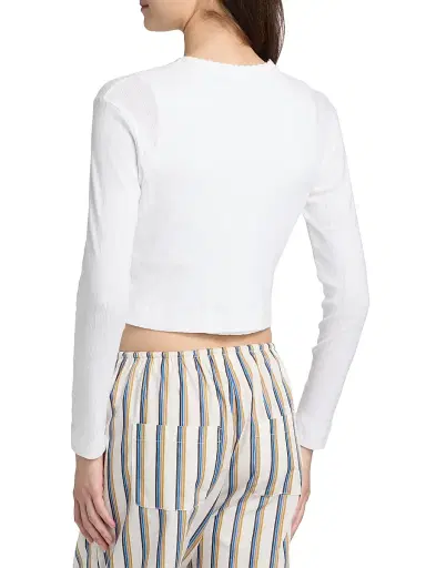 LESET Women's Pointelle-Knit Crop Cardigan - White - Size XL | Thumbnail 5 LESET Women's Pointelle-Knit Crop Cardigan - White - Size XL | Thumbnail 5