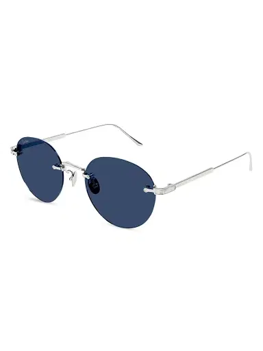 Cartier Men's Signature C 52MM Platinum-Plated Round Sunglasses - Silver | Thumbnail 2 Cartier Men's Signature C 52MM Platinum-Plated Round Sunglasses - Silver | Thumbnail 2
