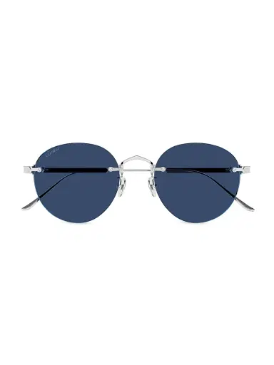 Cartier Men's Signature C 52MM Platinum-Plated Round Sunglasses - Silver | Thumbnail 1 Cartier Men's Signature C 52MM Platinum-Plated Round Sunglasses - Silver | Thumbnail 1