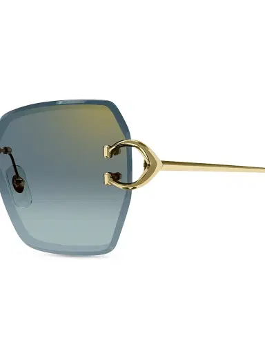 Cartier Women's C Decor 58MM 24K-Gold-Plated Metal Rimless Butterfly Sunglasses - Gold Blue Gradient | Thumbnail 3 Cartier Women's C Decor 58MM 24K-Gold-Plated Metal Rimless Butterfly Sunglasses - Gold Blue Gradient | Thumbnail 3