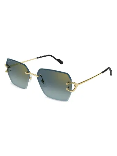 Cartier Women's C Decor 58MM 24K-Gold-Plated Metal Rimless Butterfly Sunglasses - Gold Blue Gradient | Thumbnail 1 Cartier Women's C Decor 58MM 24K-Gold-Plated Metal Rimless Butterfly Sunglasses - Gold Blue Gradient | Thumbnail 1