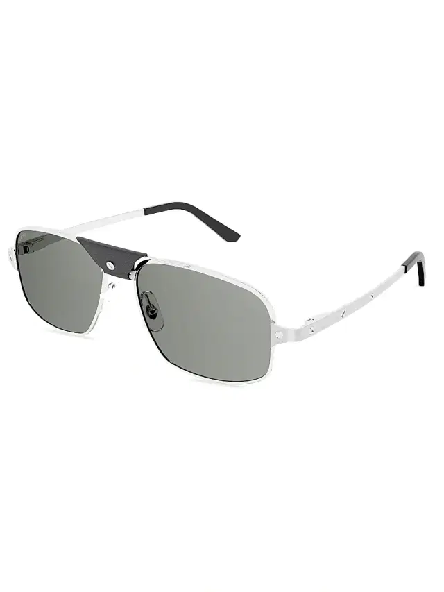 Men's Santos 60MM Rectangular Sunglasses - Silver Men's Santos 60MM Rectangular Sunglasses - Silver