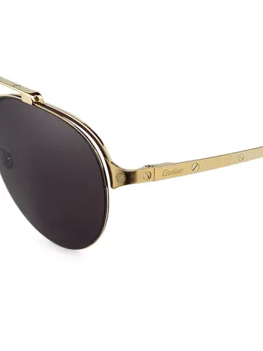 Cartier Men's Santos Evolution 24K Gold-Plated 61MM Pilot Sunglasses - Gold | Thumbnail 3 Cartier Men's Santos Evolution 24K Gold-Plated 61MM Pilot Sunglasses - Gold | Thumbnail 3