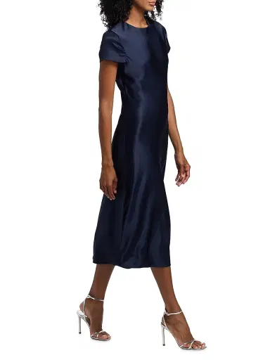 Toccin Women's Luciana Short-Sleeve Bias-Cut Satin Midi-Dress | Thumbnail 4 Toccin Women's Luciana Short-Sleeve Bias-Cut Satin Midi-Dress | Thumbnail 4