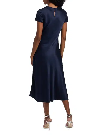 Toccin Women's Luciana Short-Sleeve Bias-Cut Satin Midi-Dress | Thumbnail 5 Toccin Women's Luciana Short-Sleeve Bias-Cut Satin Midi-Dress | Thumbnail 5