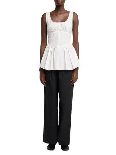 Proenza Schouler White Label Women's Barrett Stretch Cotton Poplin Straight-Leg Pants | Thumbnail 2 Proenza Schouler White Label Women's Barrett Stretch Cotton Poplin Straight-Leg Pants | Thumbnail 2