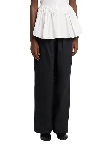 Proenza Schouler White Label Women's Barrett Stretch Cotton Poplin Straight-Leg Pants | Thumbnail 3 Proenza Schouler White Label Women's Barrett Stretch Cotton Poplin Straight-Leg Pants | Thumbnail 3