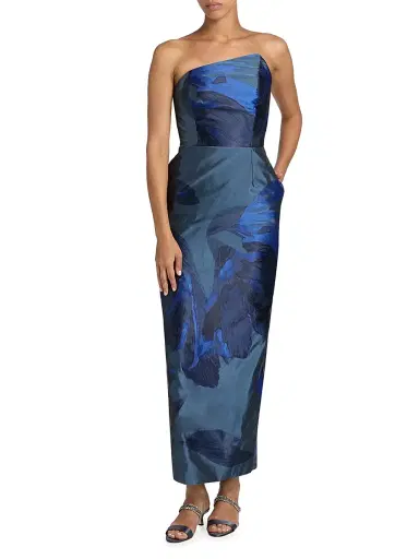 Milly Women's Tropical-Print Jacquard Midi-Dress | Thumbnail 2 Milly Women's Tropical-Print Jacquard Midi-Dress | Thumbnail 2