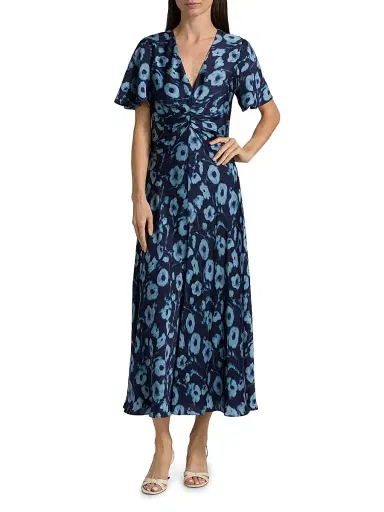 Tanya Taylor Women's Daphne Poppy Dot Midi-Dress - Maritime Blue Multi | Thumbnail 3 Tanya Taylor Women's Daphne Poppy Dot Midi-Dress - Maritime Blue Multi | Thumbnail 3