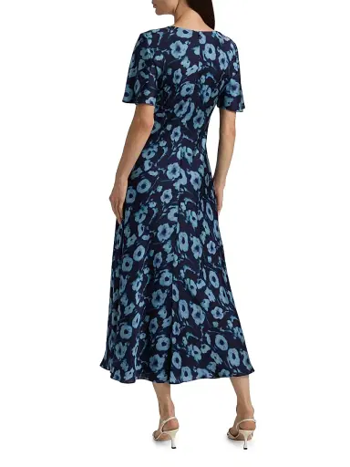 Tanya Taylor Women's Daphne Poppy Dot Midi-Dress - Maritime Blue Multi | Thumbnail 5 Tanya Taylor Women's Daphne Poppy Dot Midi-Dress - Maritime Blue Multi | Thumbnail 5