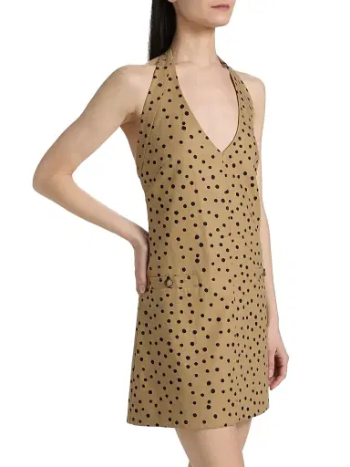 Tanya Taylor Women's Natalie Polka Dot Linen-Blend Minidress - Dark Khaki Black Multi | Thumbnail 4 Tanya Taylor Women's Natalie Polka Dot Linen-Blend Minidress - Dark Khaki Black Multi | Thumbnail 4
