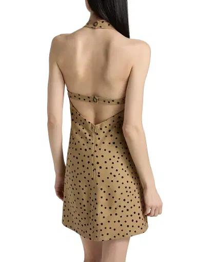 Tanya Taylor Women's Natalie Polka Dot Linen-Blend Minidress - Dark Khaki Black Multi | Thumbnail 5 Tanya Taylor Women's Natalie Polka Dot Linen-Blend Minidress - Dark Khaki Black Multi | Thumbnail 5