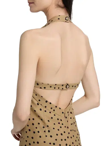 Tanya Taylor Women's Natalie Polka Dot Linen-Blend Minidress - Dark Khaki Black Multi | Thumbnail 6 Tanya Taylor Women's Natalie Polka Dot Linen-Blend Minidress - Dark Khaki Black Multi | Thumbnail 6