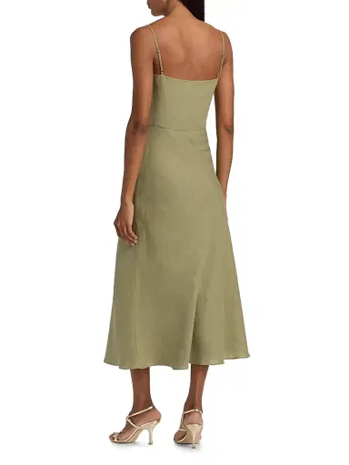 BLACK HALO Women's Jada Linen Cut-Out Midi-Dress - Cypress | Thumbnail 5 BLACK HALO Women's Jada Linen Cut-Out Midi-Dress - Cypress | Thumbnail 5