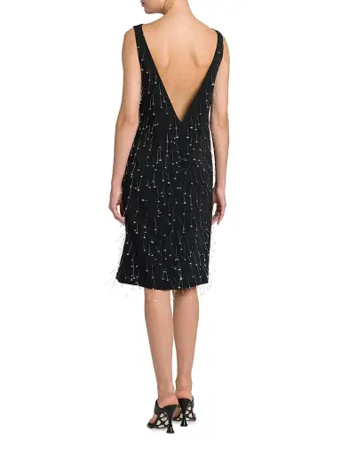 MOSCHINO Women's Embellished Crepe Knee-Length Dress - Multi Black | Thumbnail 5 MOSCHINO Women's Embellished Crepe Knee-Length Dress - Multi Black | Thumbnail 5