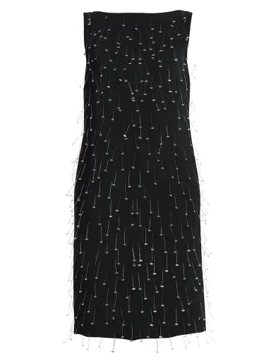 MOSCHINO Women's Embellished Crepe Knee-Length Dress - Multi Black | Thumbnail 1 MOSCHINO Women's Embellished Crepe Knee-Length Dress - Multi Black | Thumbnail 1
