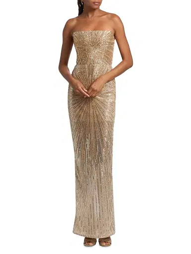 Bronx and Banco Women's Dahlia Crystal-Embellished Strapless Maxi Dress - Gold | Thumbnail 3 Bronx and Banco Women's Dahlia Crystal-Embellished Strapless Maxi Dress - Gold | Thumbnail 3